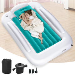 Abdtech inflatable toddler bed with safety sides ensures secure travel sleep.