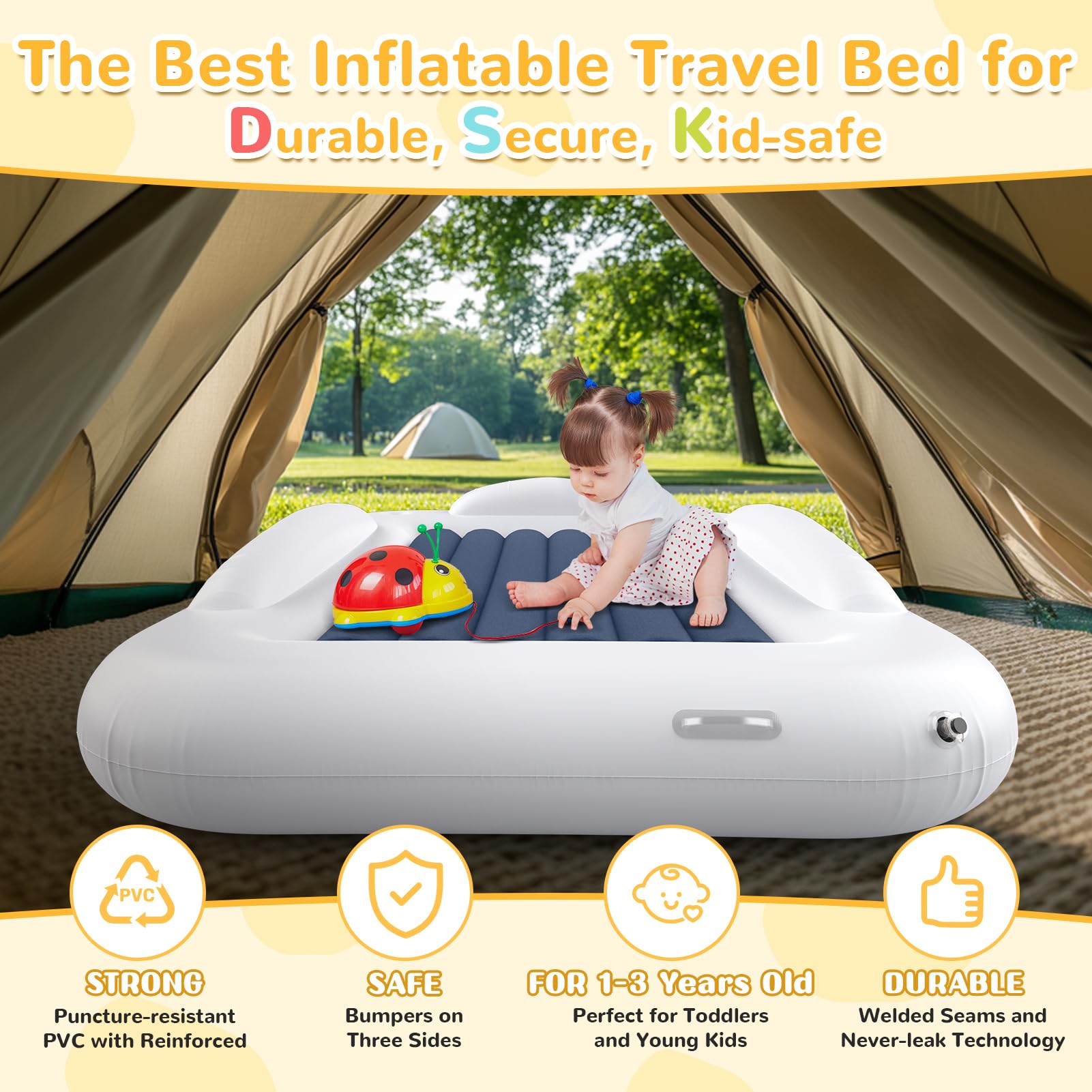 Abdtech inflatable toddler bed safety sides keep toddlers secure at night