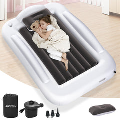 Abdtech inflatable toddler bed setup demonstrates travel-ready comfort on the road.