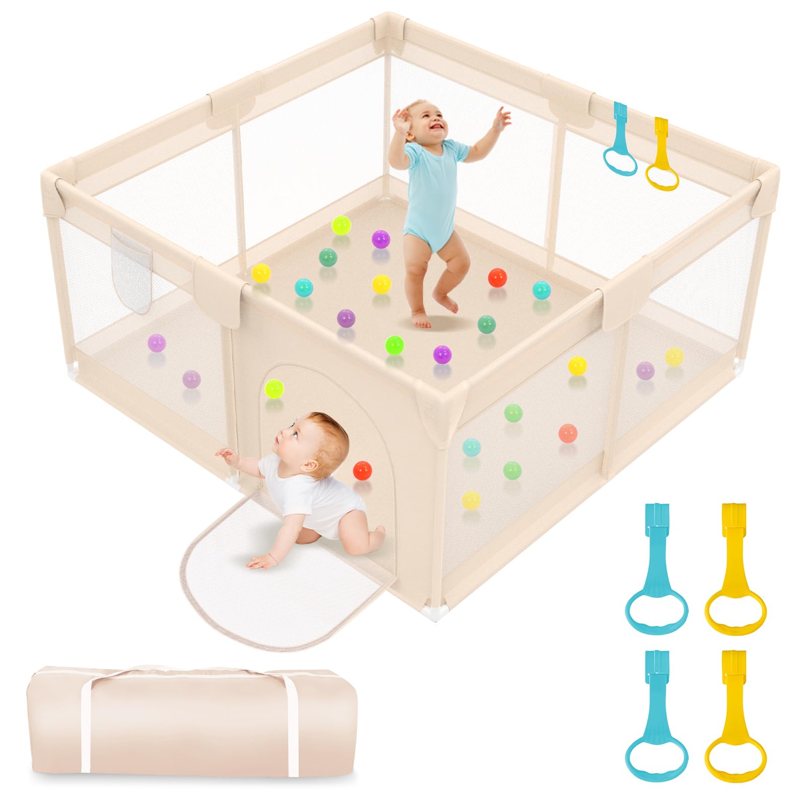 Abdtech Playpen Apricot 360 view for easy monitoring during play.