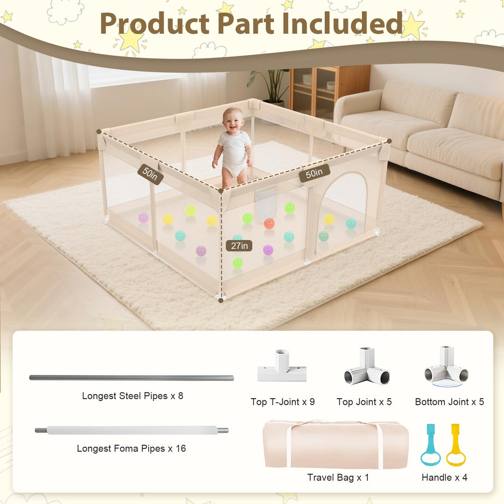 Abdtech Playpen Apricot large play space lets babies move freely.