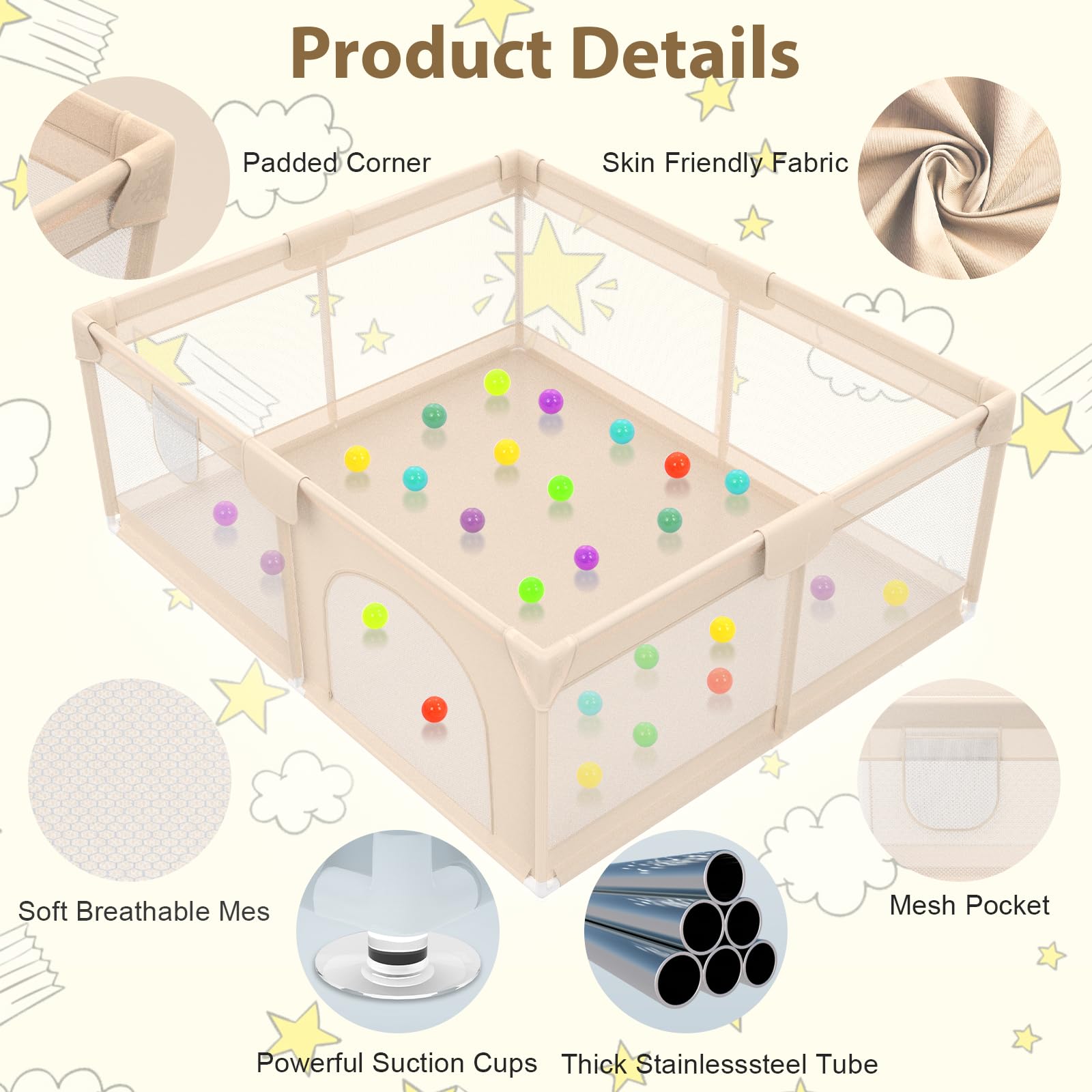 Abdtech Playpen multi-functional accessories like pocket and door