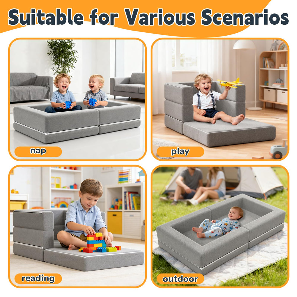 Abdtech portable toddler bed 3-in-1 modes enable sitting, playing, and sleeping.