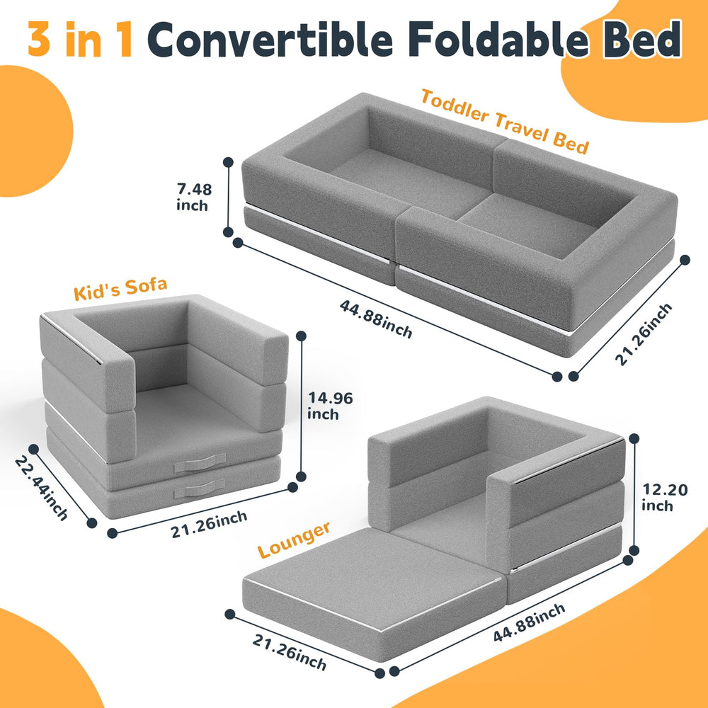 Abdtech portable toddler travel bed unfolded in lying mode for nap time.