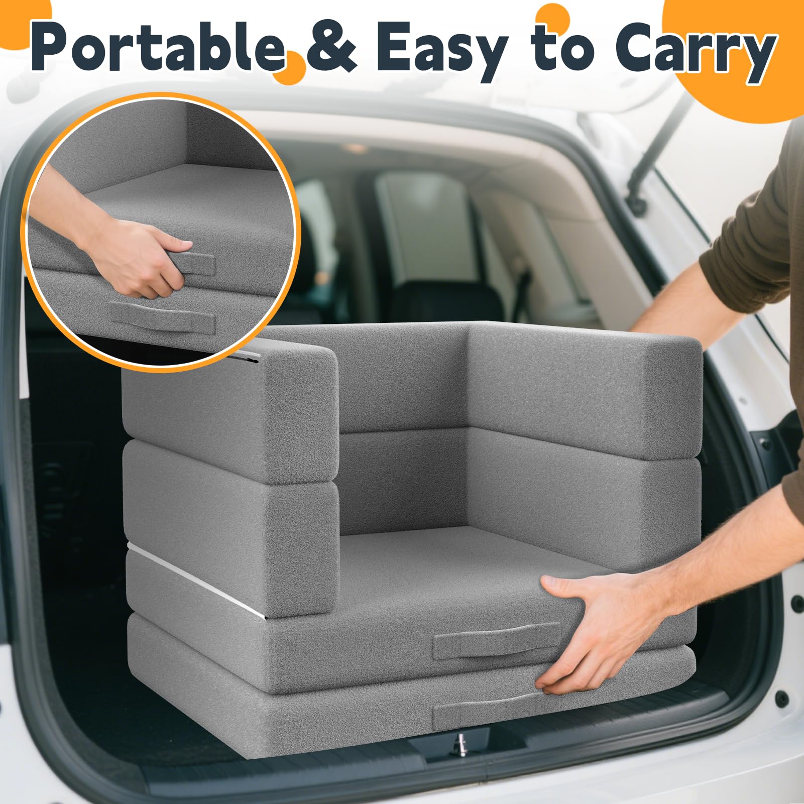 Abdtech portable toddler travel bed in sitting mode for reading and play.