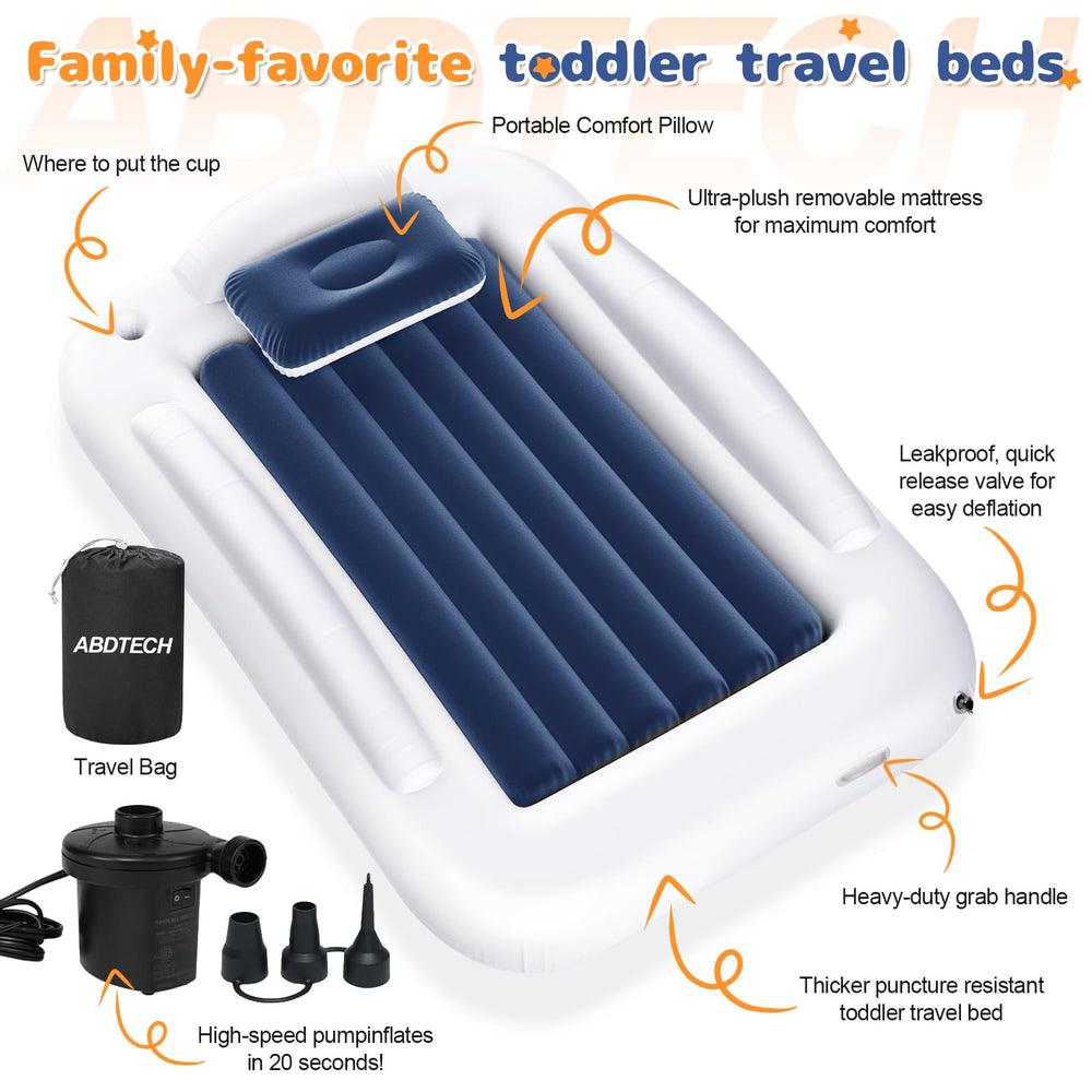 Abdtech travel bed ready for camping and sleepovers with kids