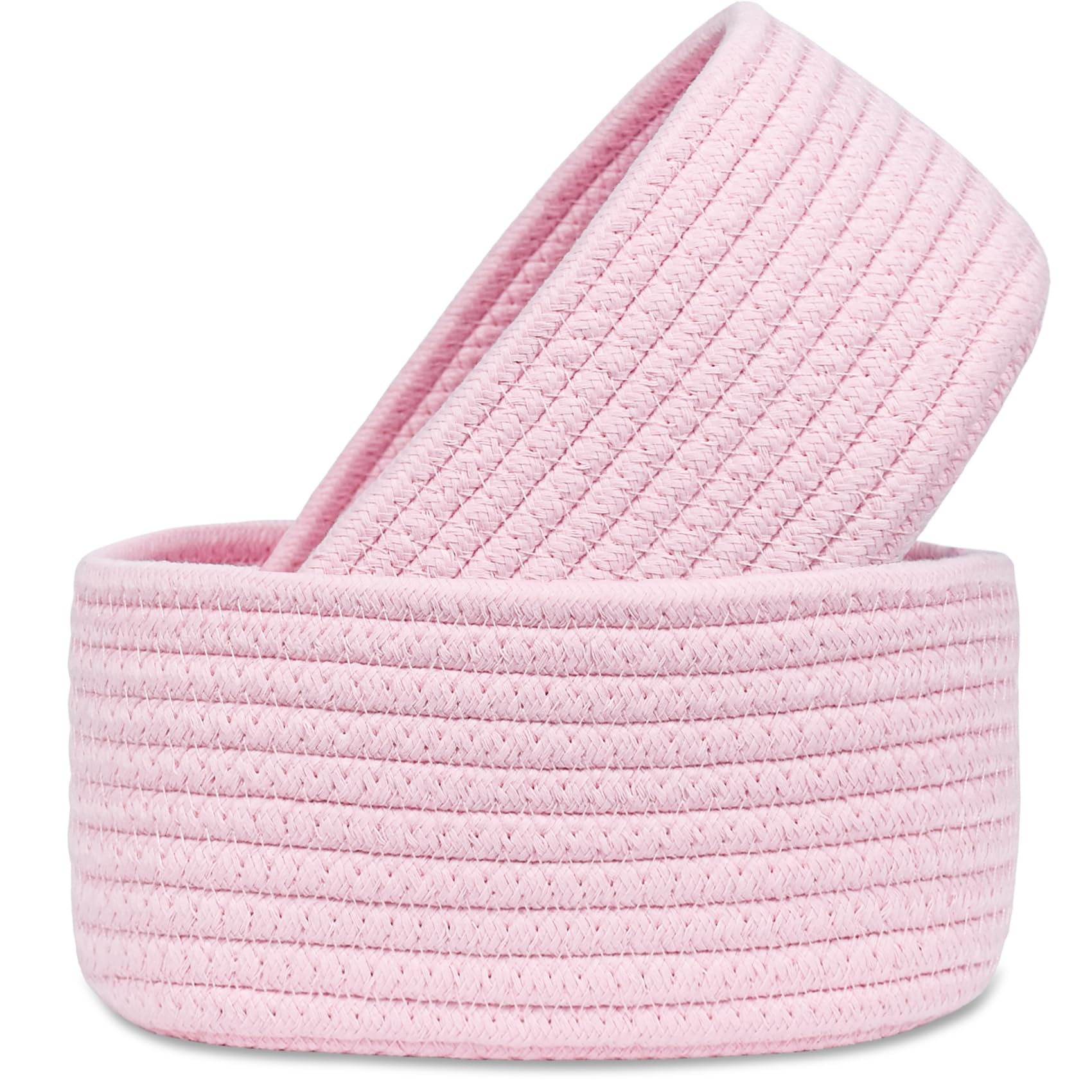ABenkle mini oval rope basket shows compact storage for small essentials.