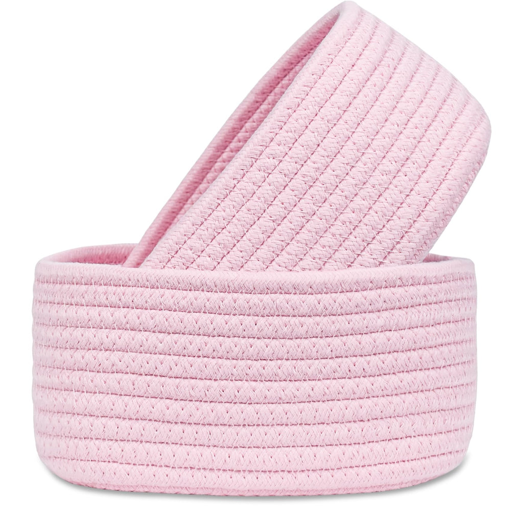 ABenkle mini oval rope basket shows compact storage for small essentials.