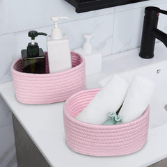 ABenkle soft storage bin with rounded edges for safe room use.