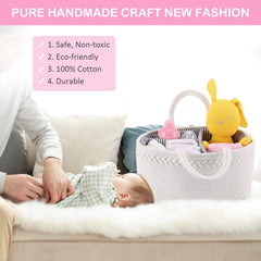 ABenkle Baby Diaper Caddy woven cotton rope offers soft touch with sturdy construction