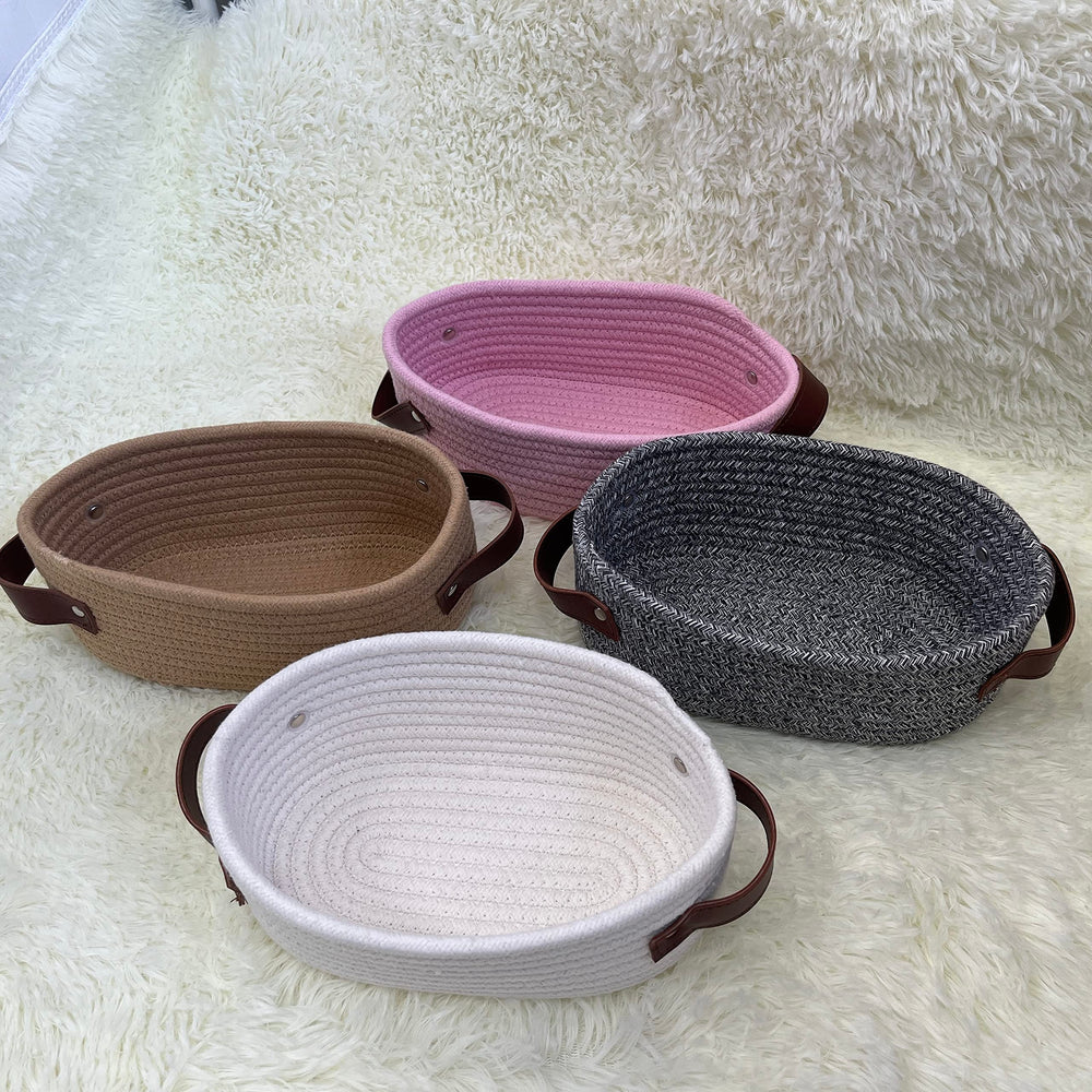 ABenkle bedside organizer basket keeps bedtime essentials within reach.