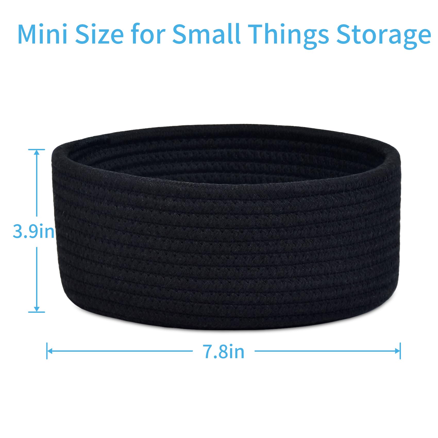 ABenkle cotton rope basket used as desktop organizer for pens and small gadgets.