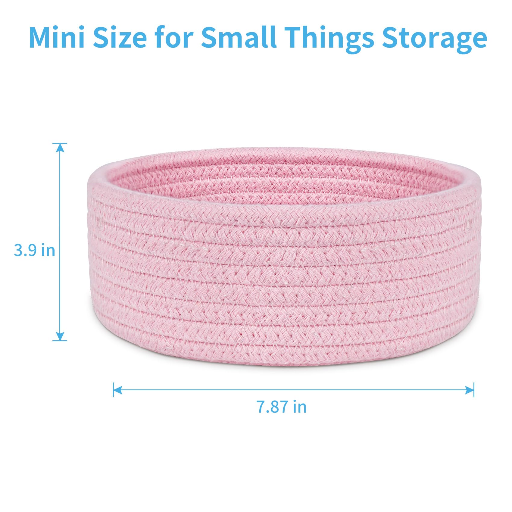 ABenkle pink basket close-up reveals natural cotton rope texture and safety