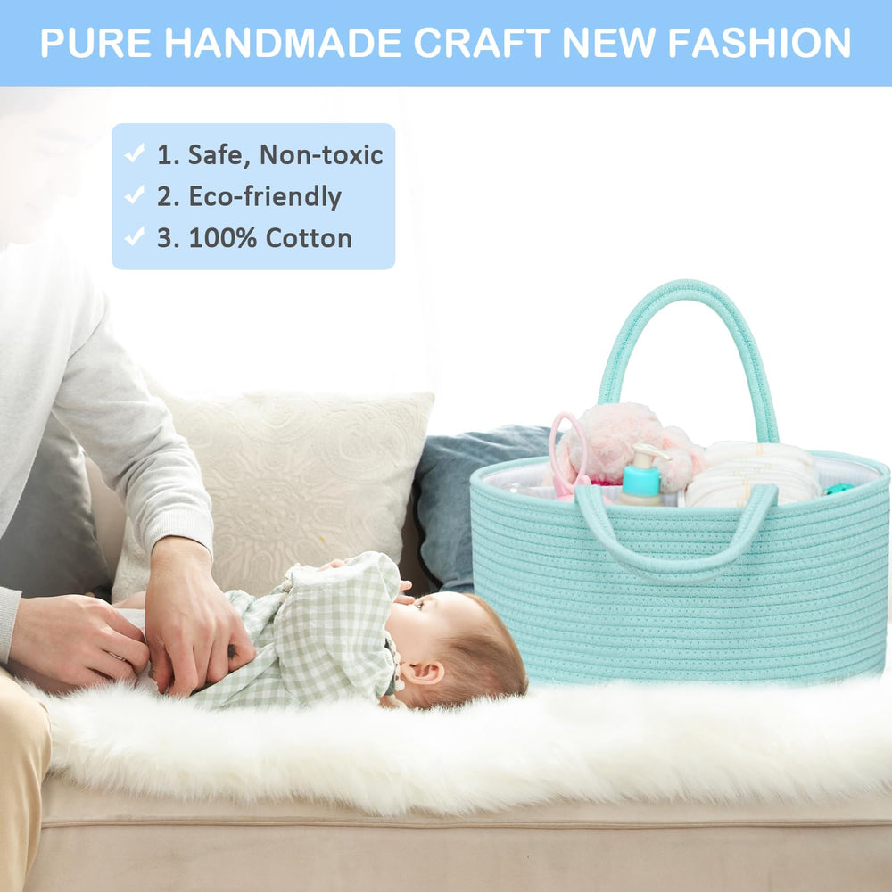 ABenkle diaper caddy with removable 3-compartment dividers for organized essentials