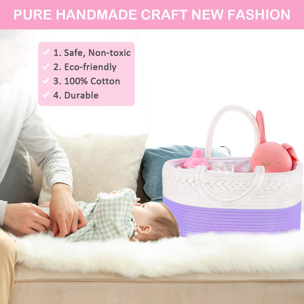 ABenkle diaper caddy dividers removable for flexible storage options.