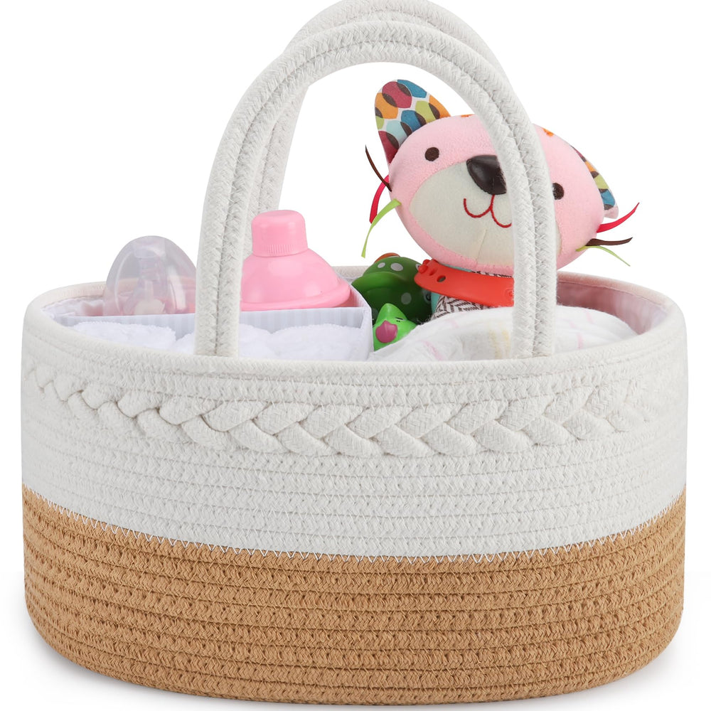 ABenkle Diaper Caddy large size inside keeps diapers and wipes neatly accessible.