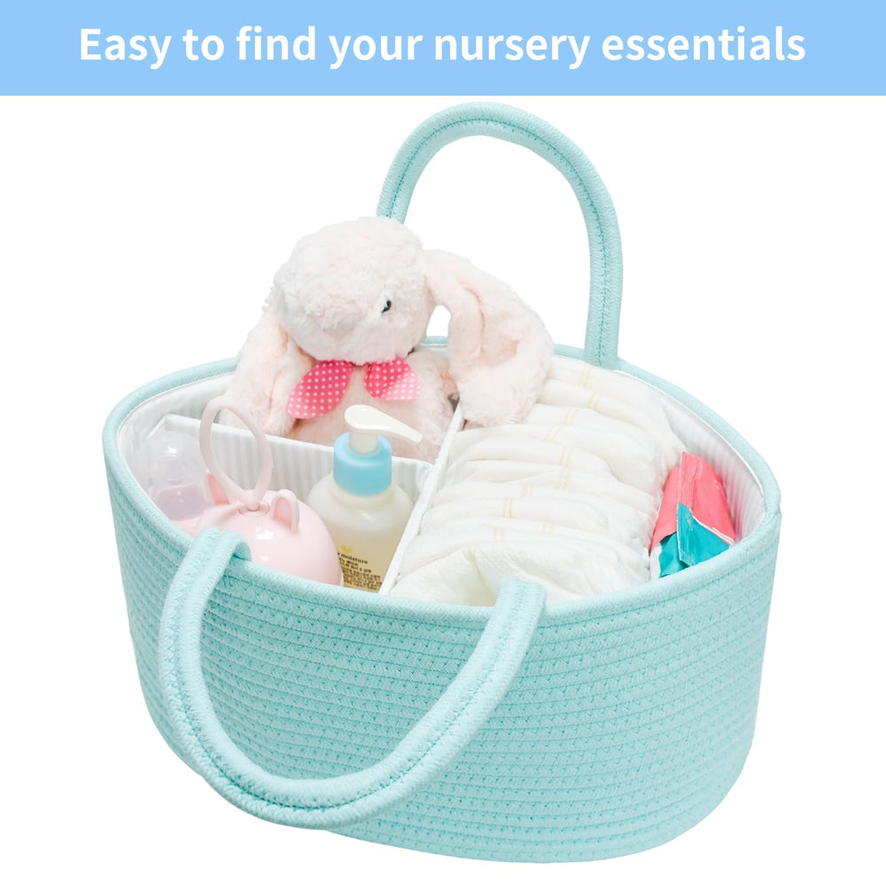 ABenkle diaper caddy showing lightweight design and sturdy handles for transport