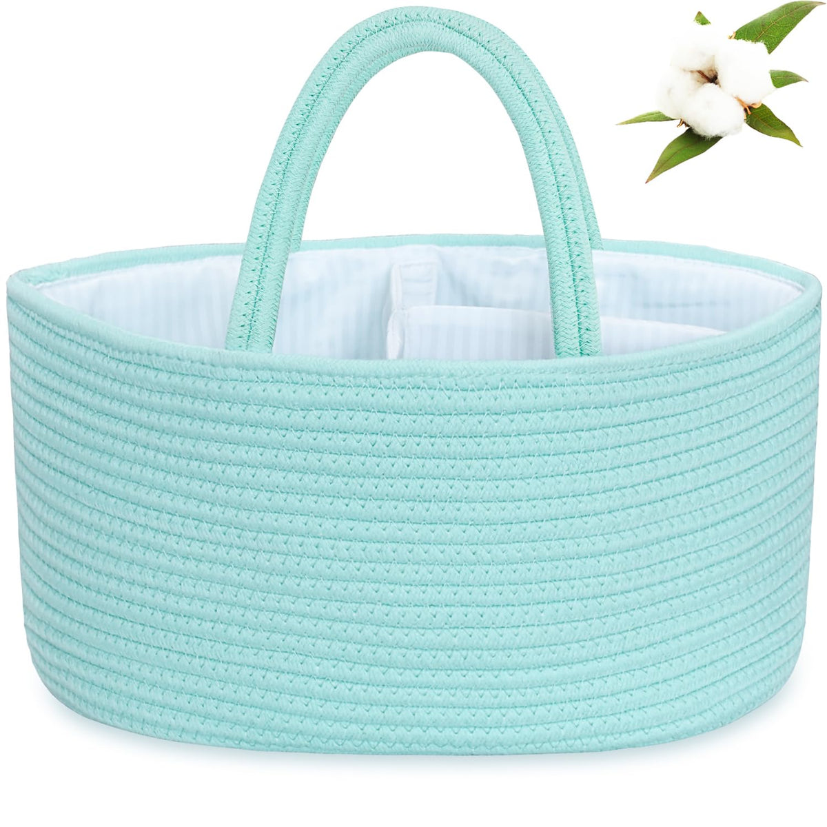 ABenkle diaper caddy organizer front view with sturdy handles for easy portability