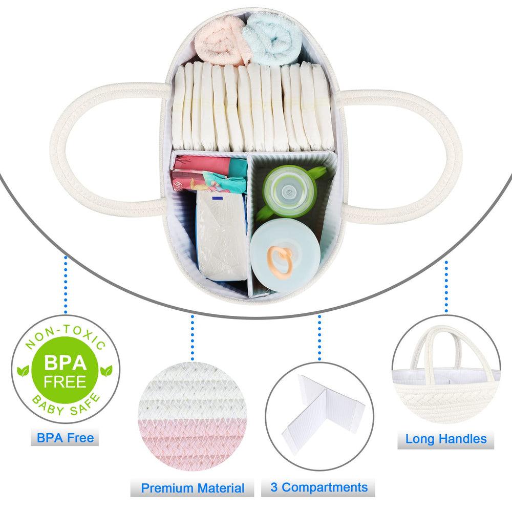 ABenkle diaper caddy pink lightweight basket simplifies daily routines.