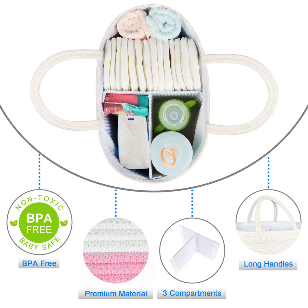 ABenkle diaper caddy in soft cotton rope texture for gentle touch