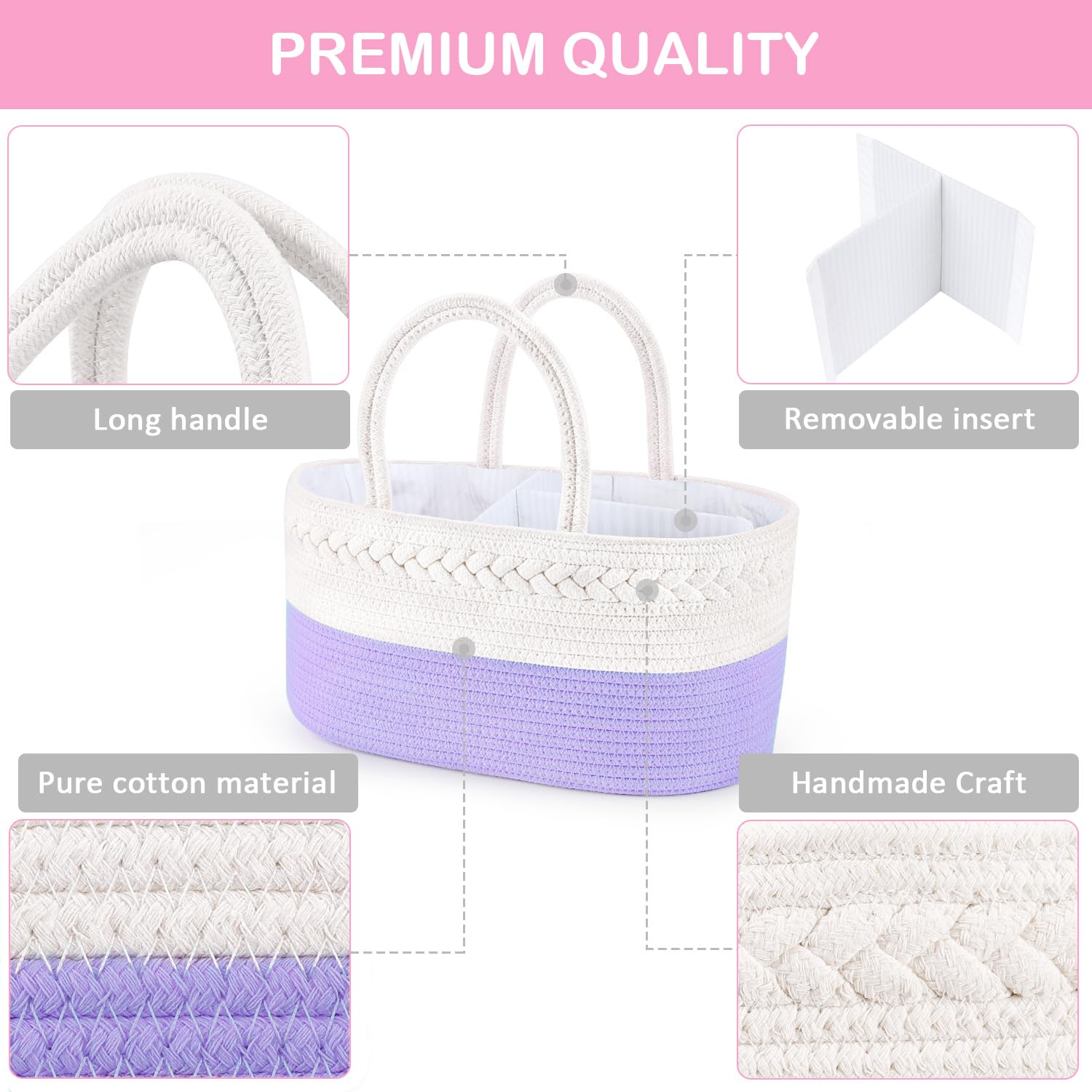 ABenkle diaper caddy sturdy handles enable easy movement.