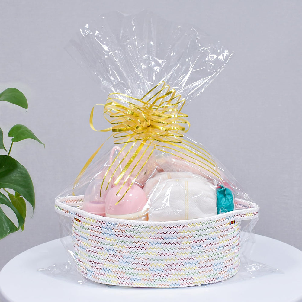ABenkle fruit and towels basket for kitchen or bathroom.