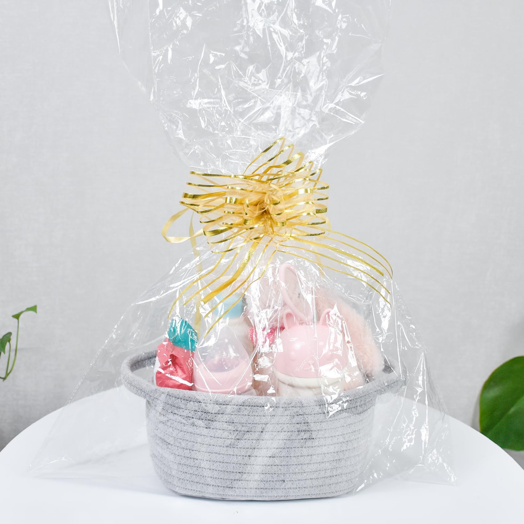 ABenkle gift basket in a cozy setup suggests perfect shower or Easter gift idea.