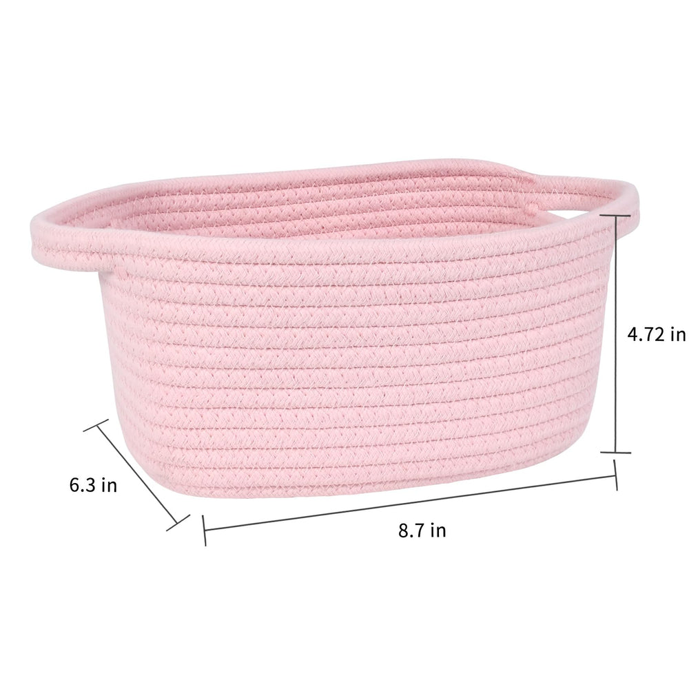 ABenkle mini cotton rope basket shows sturdy weave for compact storage in closets.