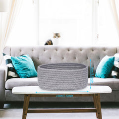 ABenkle mini cotton rope basket with soft texture for shelf display.
