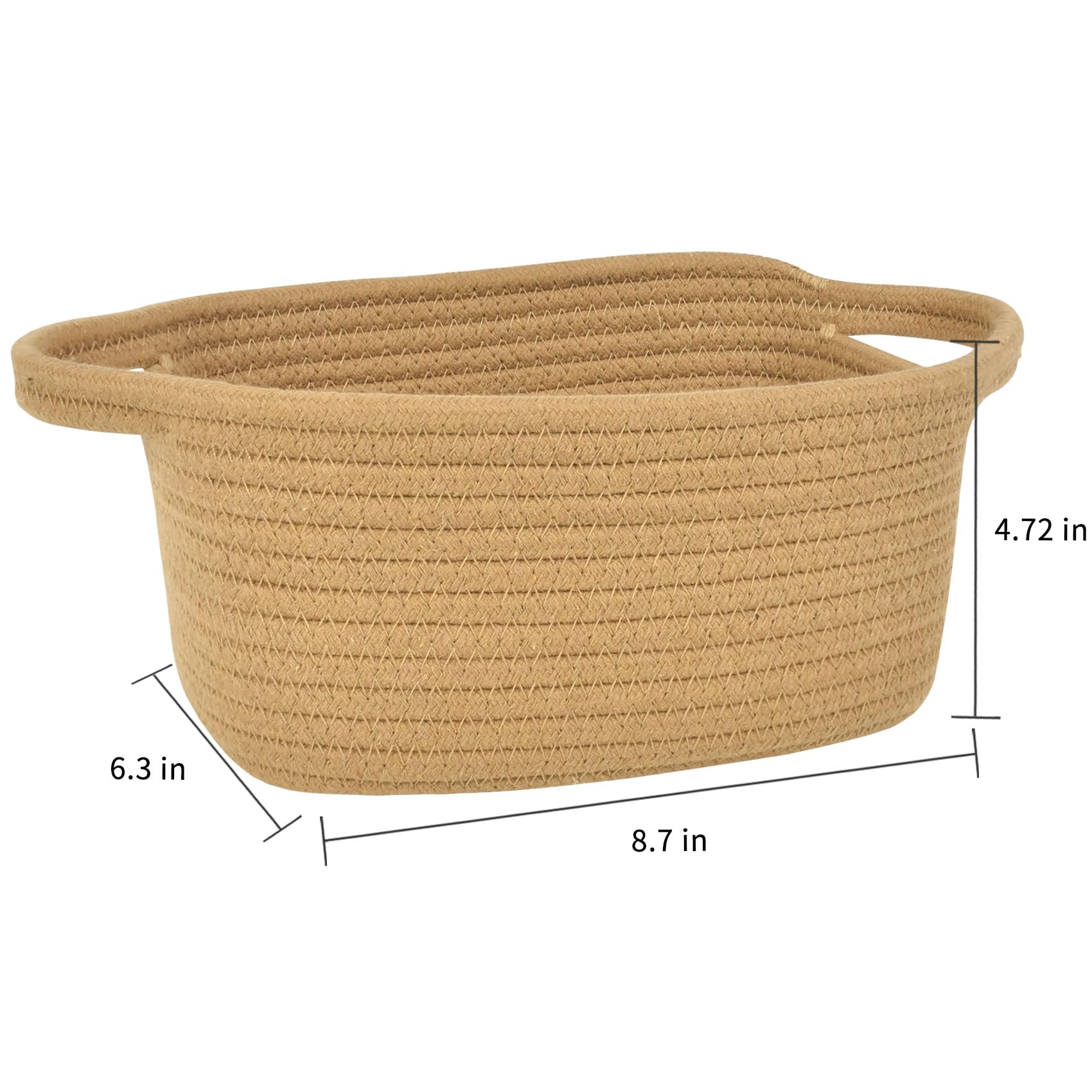 ABenkle mini cotton rope basket serves as a stylish bedside organizer.