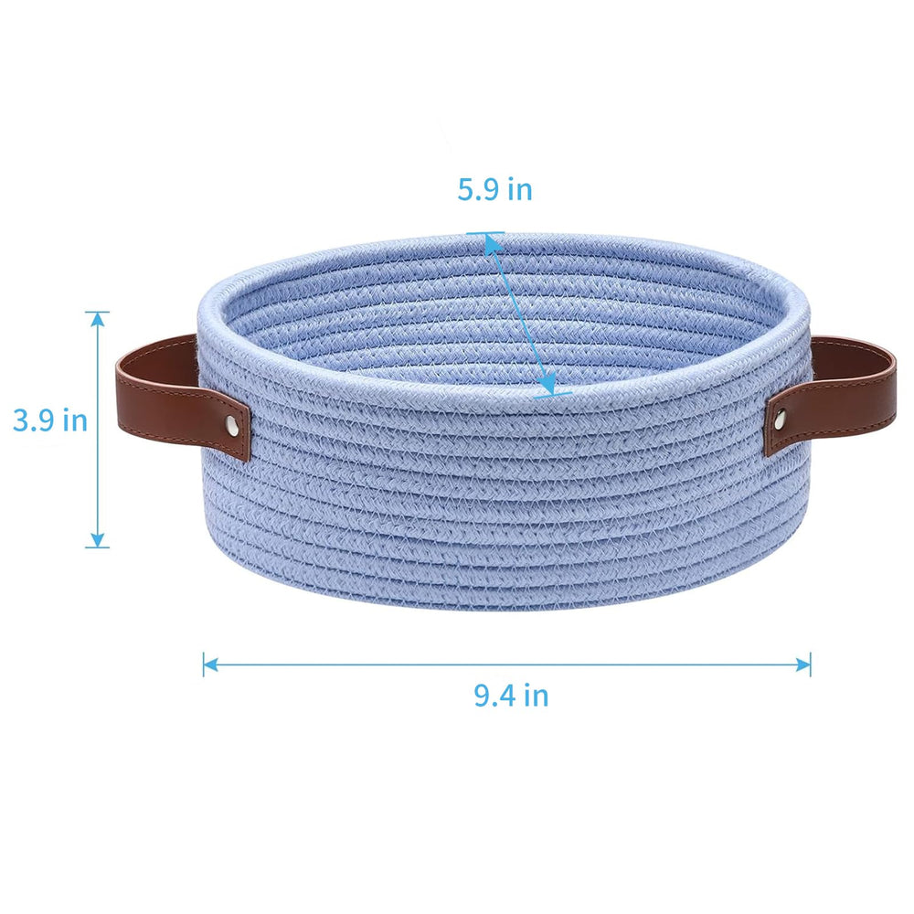 ABenkle mini cotton rope storage basket keeps tiny items tidy on shelves