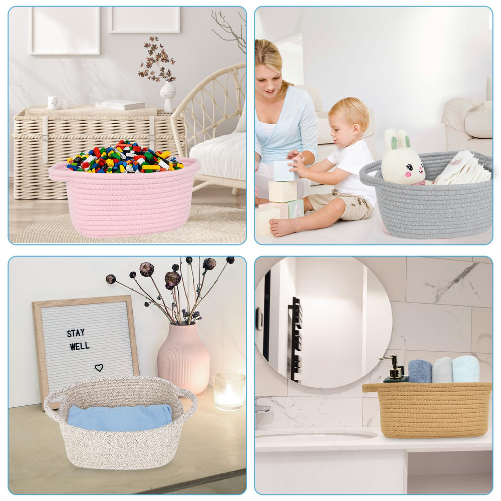 ABenkle office storage basket on desk promotes organized pens and study supplies.