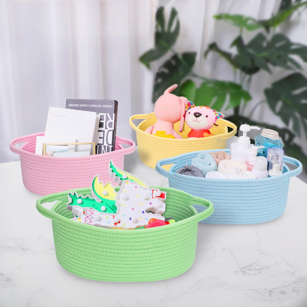 ABenkle basket keeps remote, towel, and diapers within reach.