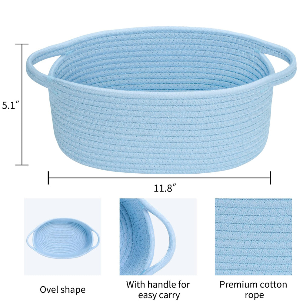 ABenkle rope basket storage blue highlights durable woven design ideal for living room organization.