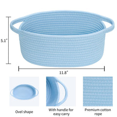 ABenkle rope basket storage blue highlights durable woven design ideal for living room organization.