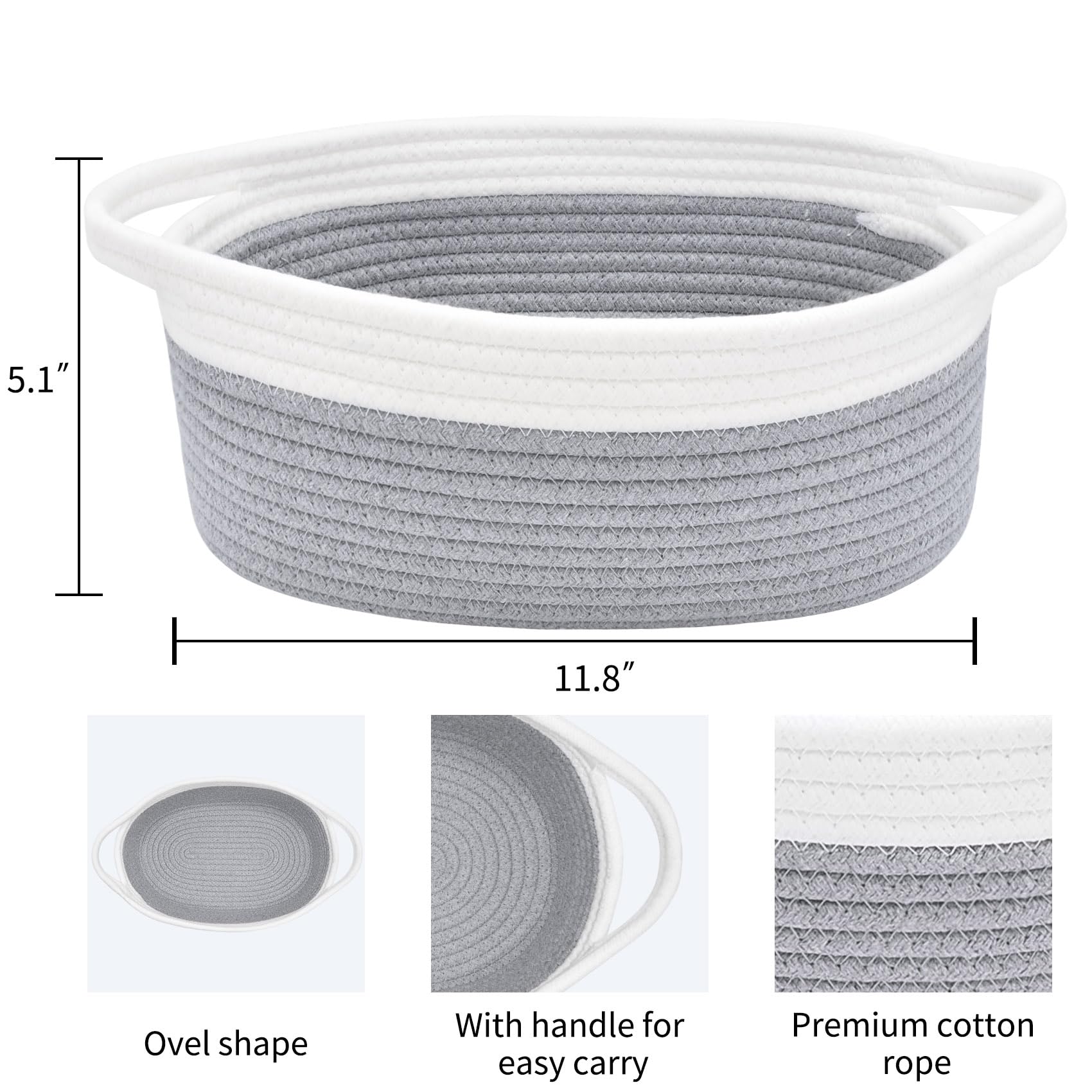 ABenkle rope-storage-basket-shelf grey highlights woven texture while corralling clutter