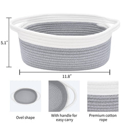 ABenkle rope-storage-basket-shelf grey highlights woven texture while corralling clutter