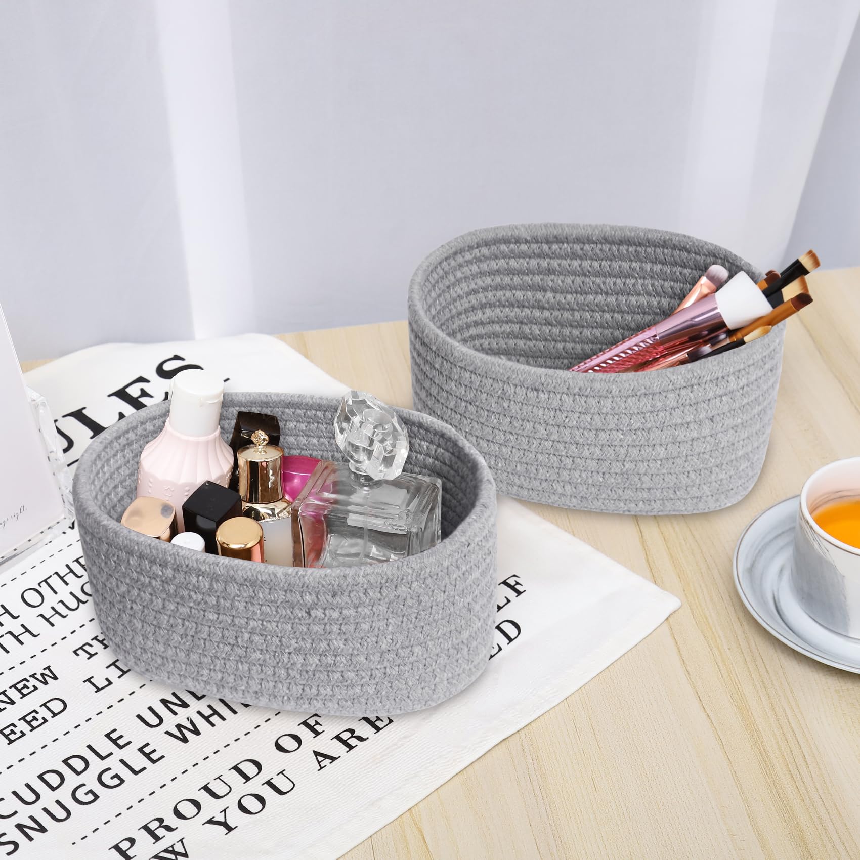 ABenkle salon/hotel storage basket with modern flair for guest spaces.
