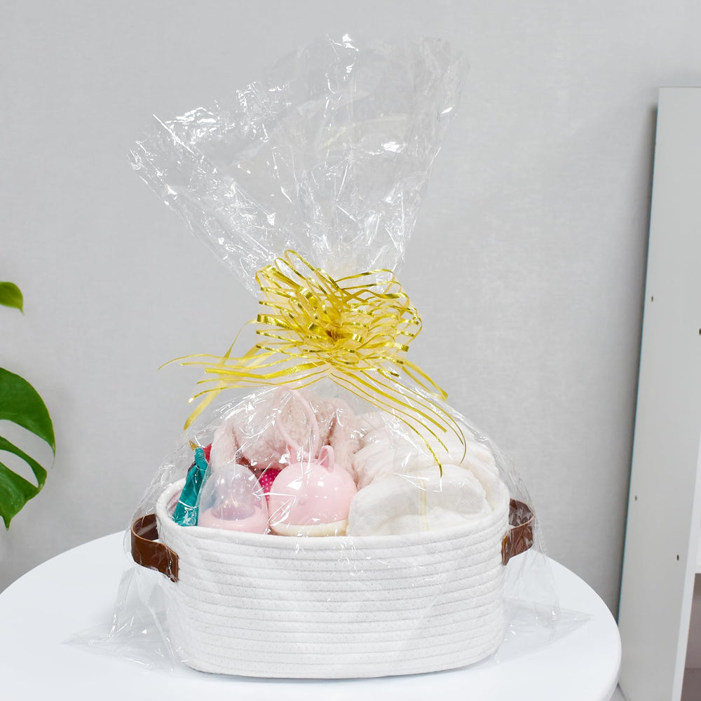 ABenkle shelf-storage basket fits on shelves for tidy closets