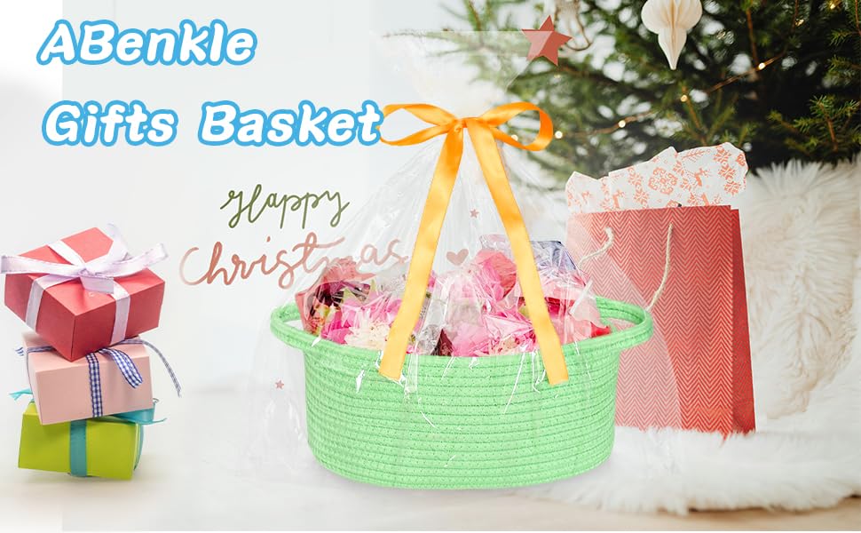 ABenkle small basket uses natural cotton rope, safe for babies and pets.