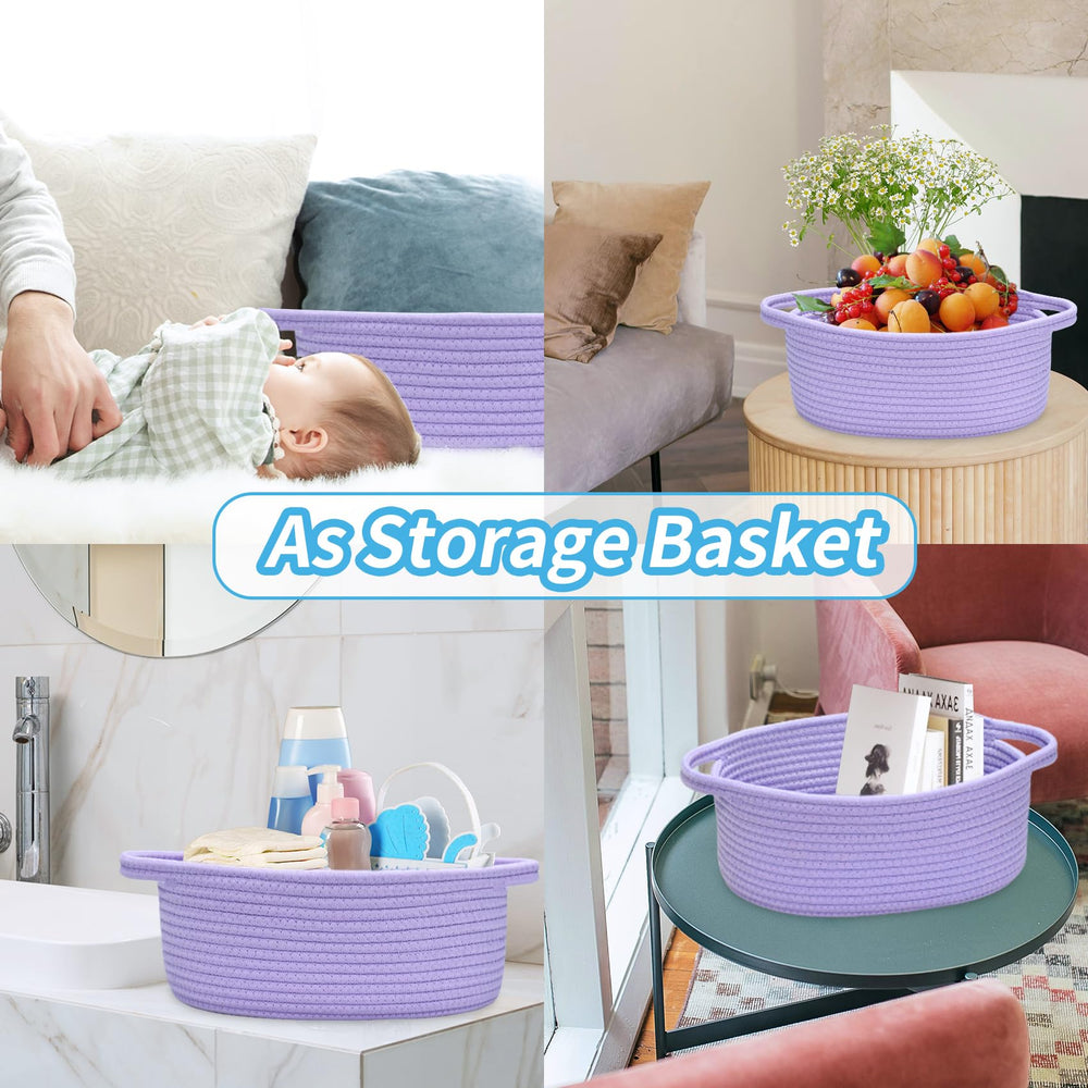ABenkle small basket on bedside table for small items.