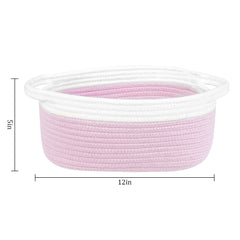 ABenkle small basket on shelf with boho rope texture blends with decor