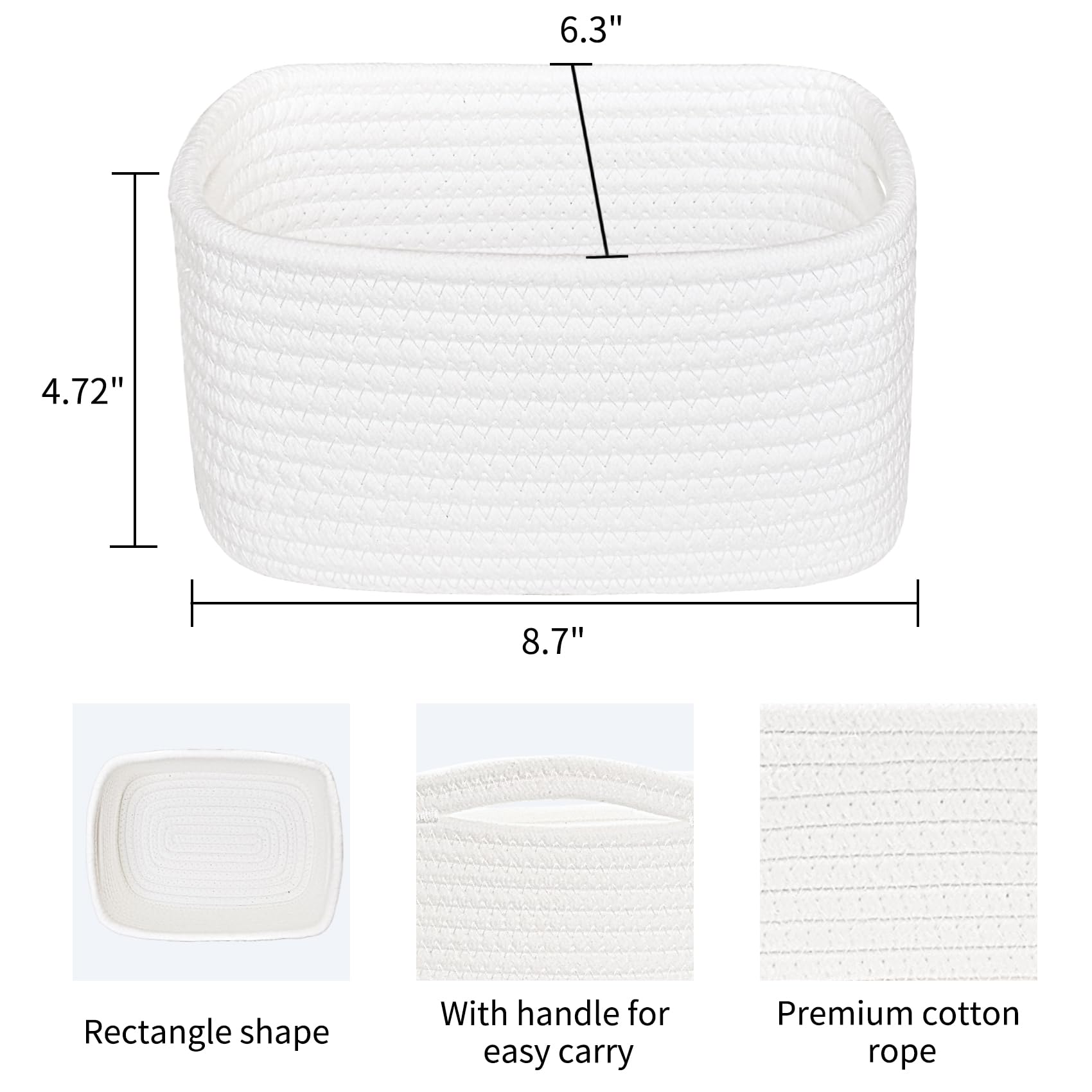ABenkle small basket close-up cotton rope highlights durable, baby-safe materials