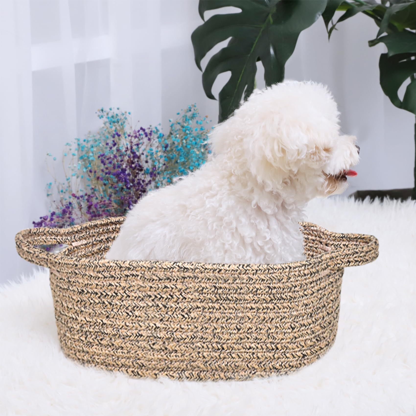 ABenkle small basket on shelf – natural color complements modern home decor