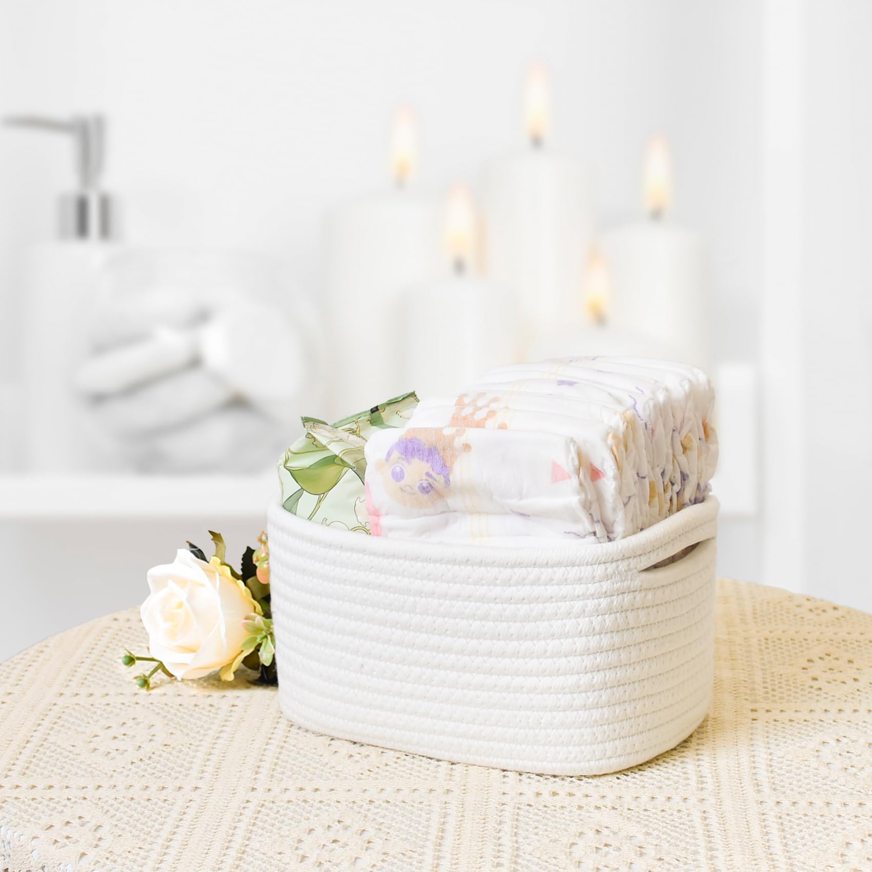 ABenkle small basket cosmetics storage ideal for compact vanity essentials