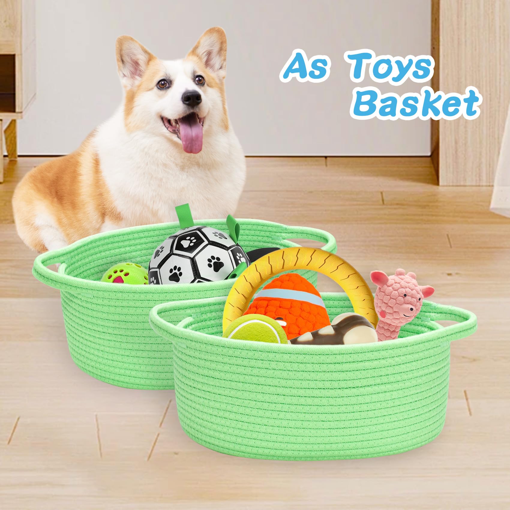 ABenkle small basket on dresser for small items and cosmetics.