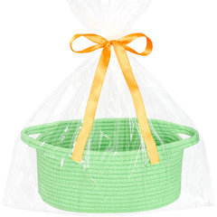 ABenkle small basket front view for desktop storage and display.