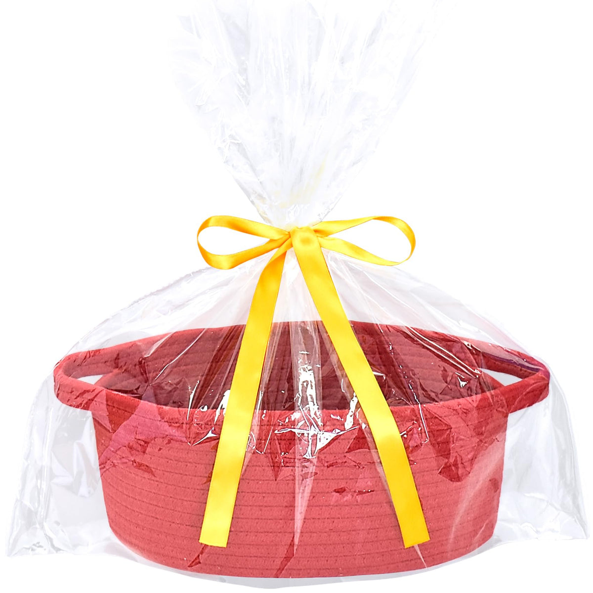 ABenkle small basket with gift bags and ribbons, ideal for gift presentation.