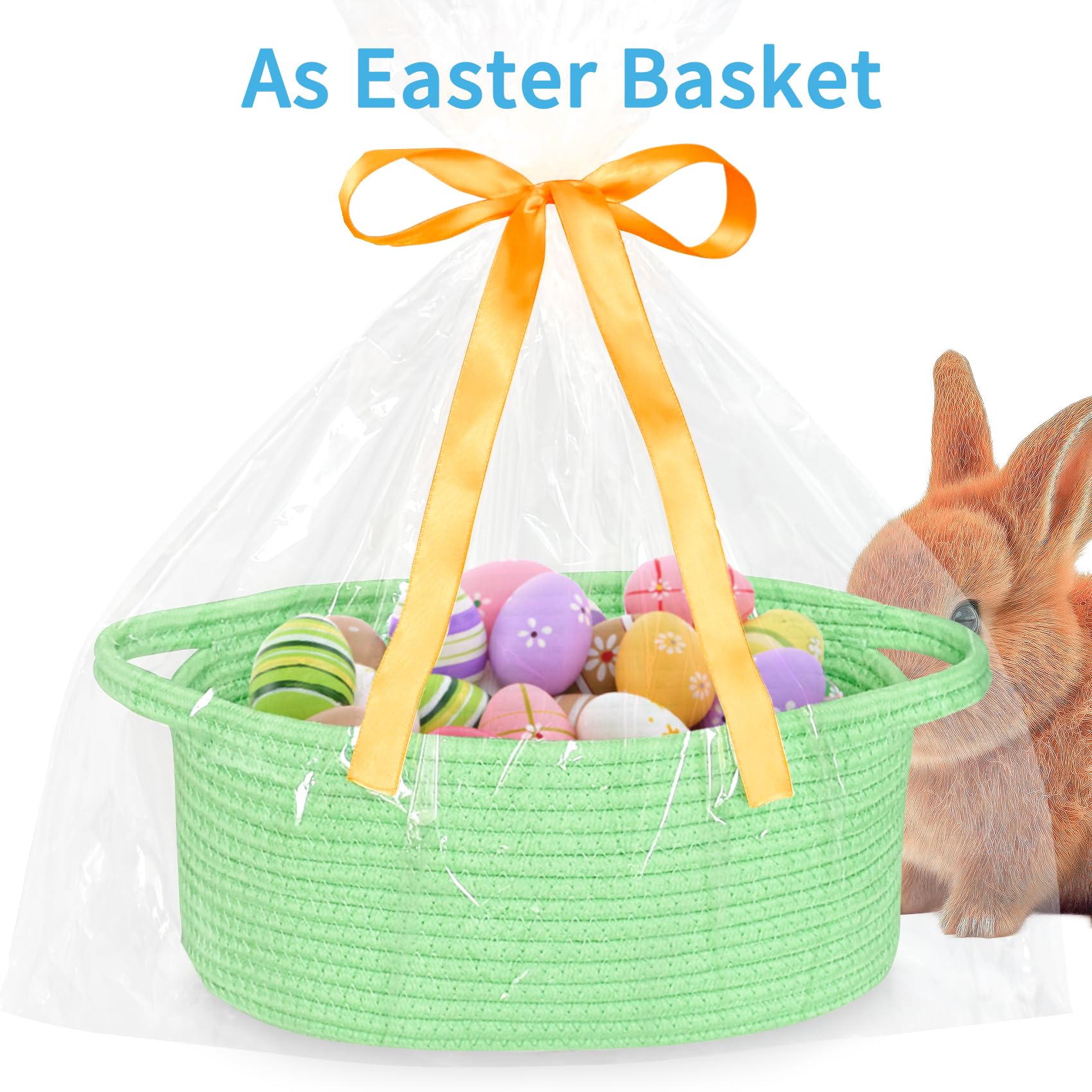 ABenkle small basket with gift bags and ribbons ready for gifting.