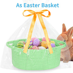 ABenkle small basket with gift bags and ribbons ready for gifting.